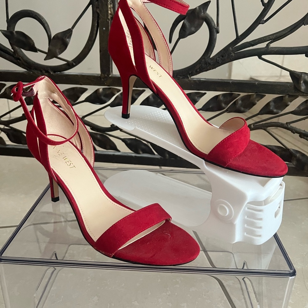 Nine West Bold Red Heeled Sandals Like New